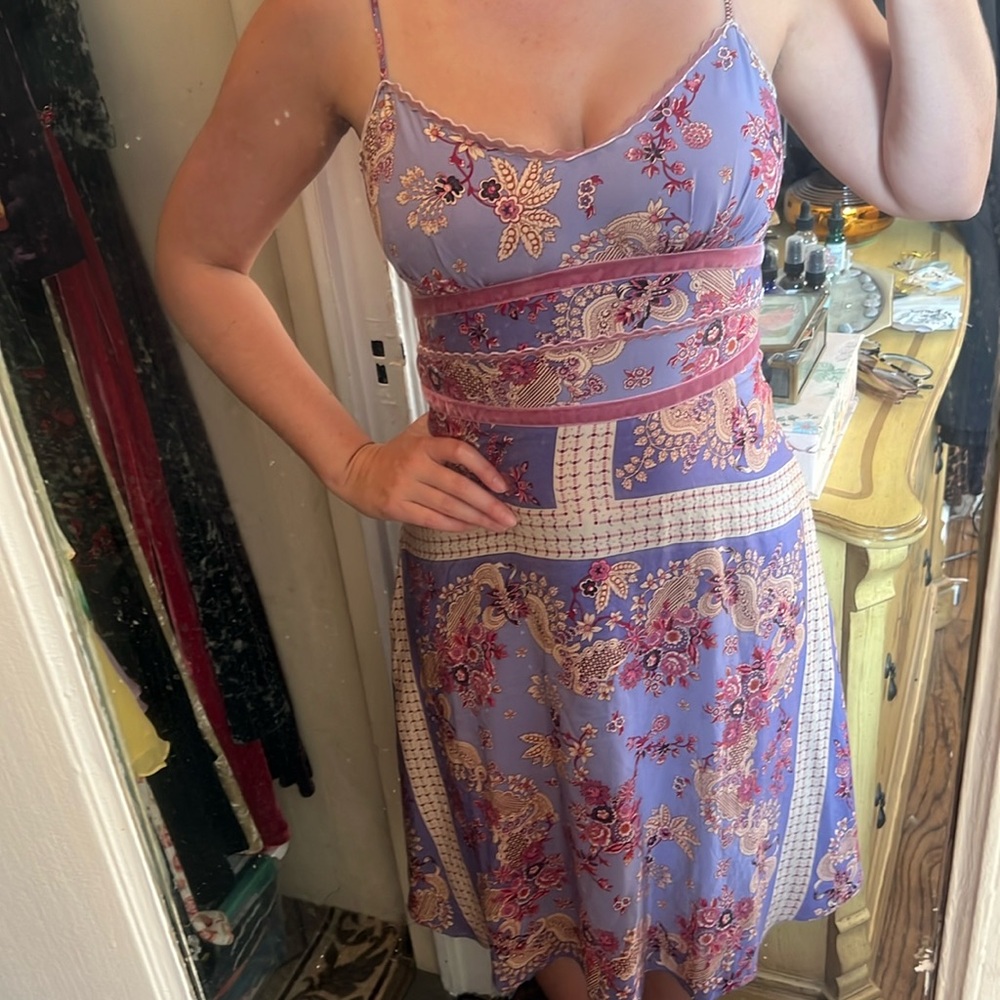VINTAGE BETSEY JOHNSON SILK VELVET MIDI DRESS XS S 0 2 4